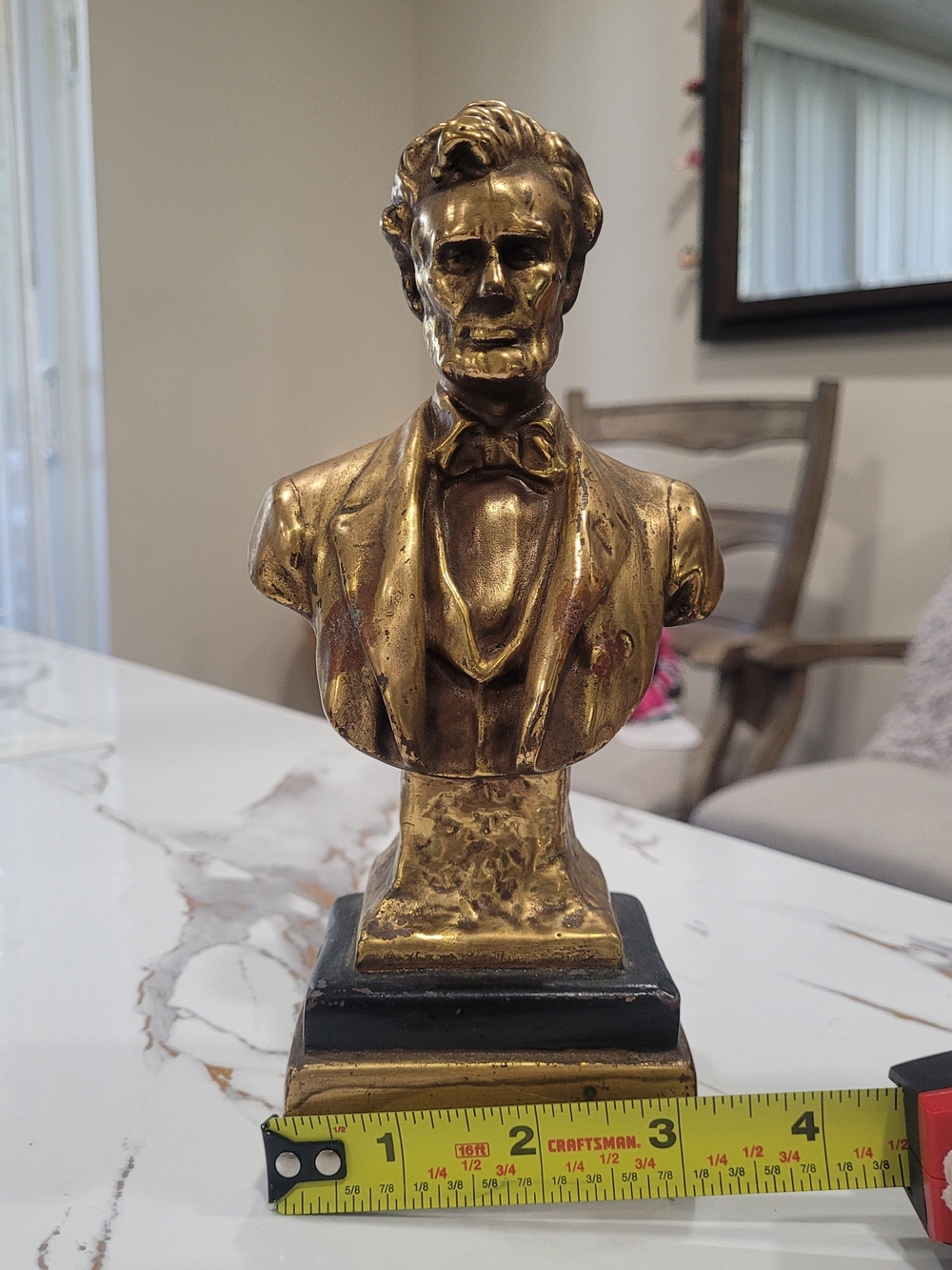 Vintage Abraham Lincoln Bust Heavy Bronze Brass Statue 8” Tall Figurine/Book End